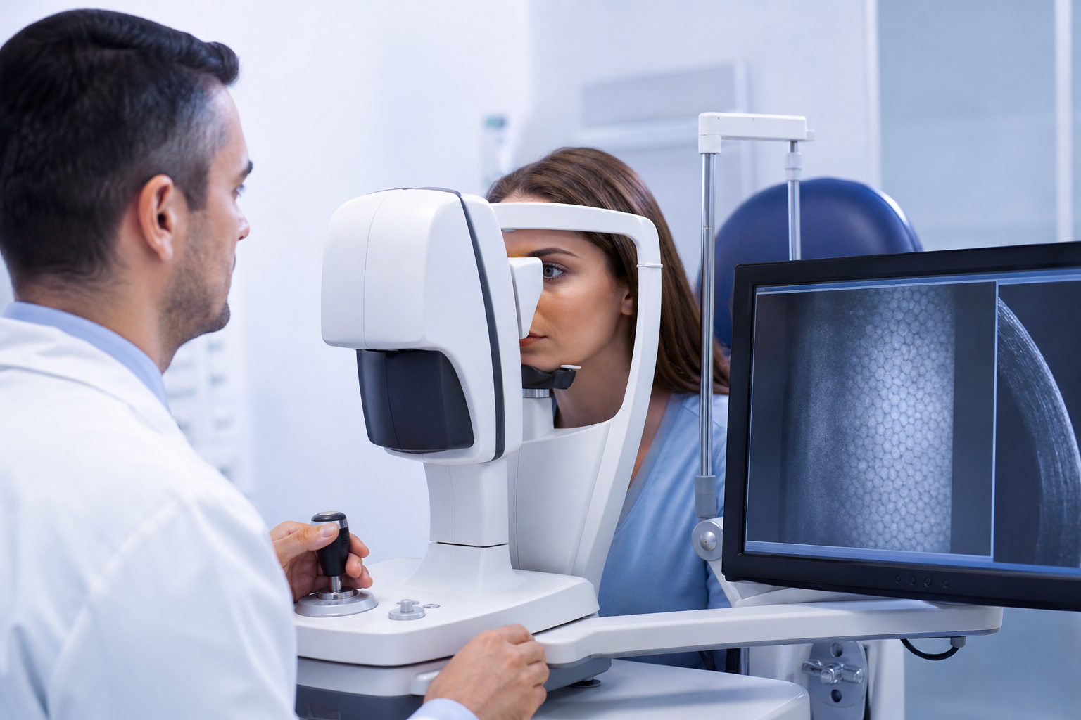 Microscopia especular para avaliação das células do endotélio corneano