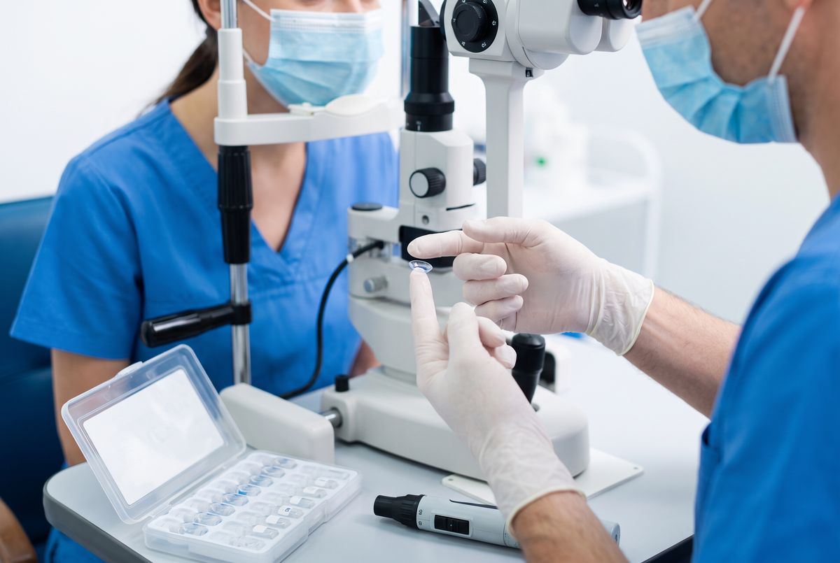 Exame de biometria ocular — equipamento de medição do olho