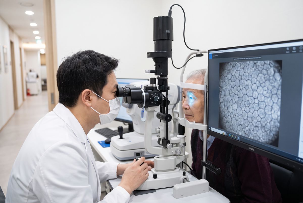 Microscopia especular para avaliação das células do endotélio corneano