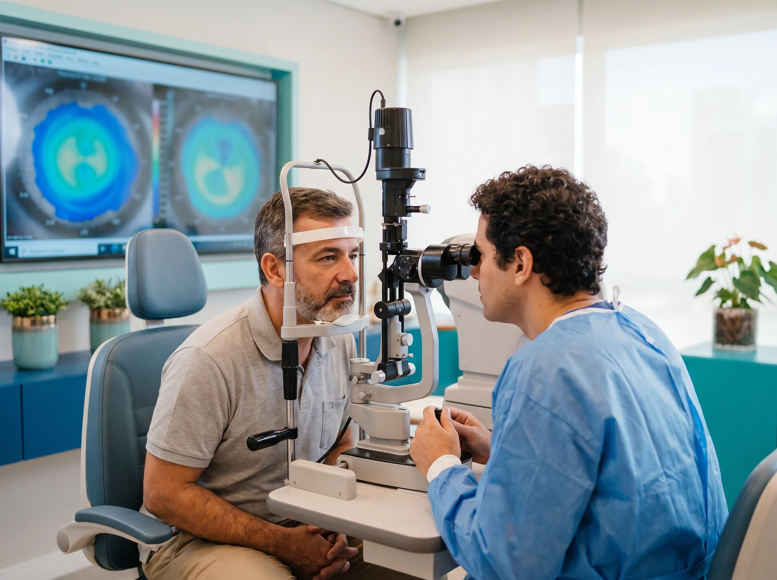 Paciente em avaliação oftalmológica para cirurgia refrativa LASIK